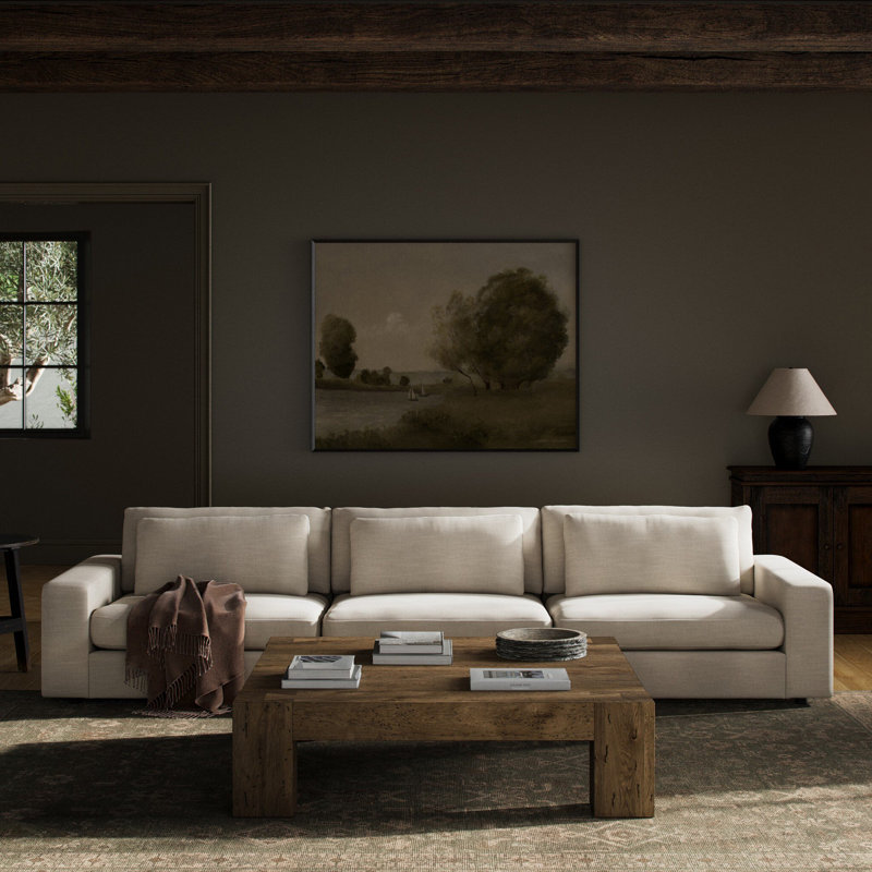 Bloor 3PC Sectional-132"-Savoy Parchment, Savoy Parchment Polyester Blend