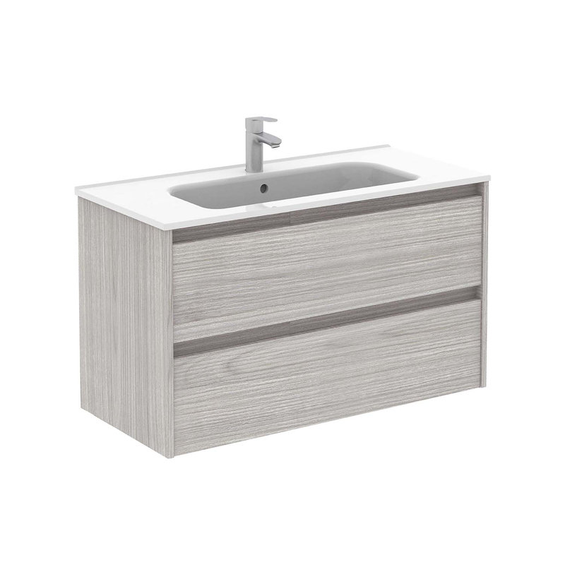 Gravette 40'' Single Bathroom Vanity with Ceramic Top, Sandy Gray