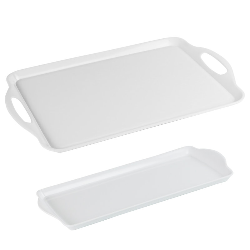 Ensemble de plateaux en mélamine 2 pièces Trevin, Blanc