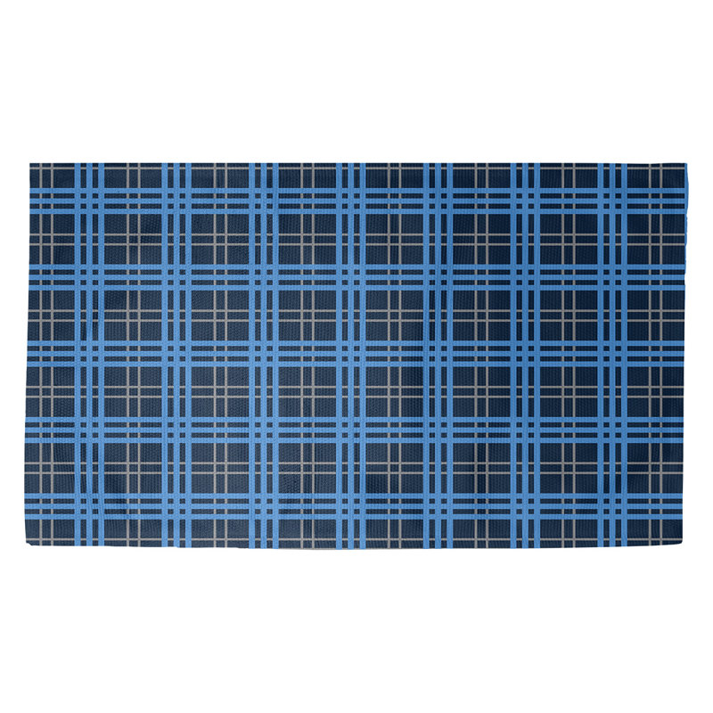 Tapis décoratif bleu marine/bleu marine fait à la main, Rectangle 2 pi x 3 pi