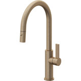 Corsano Contemporary Pull Down Kitchen Faucet with Button Sprayer High Arc Spout and FB Series Handle