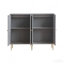Buffet décoratif 4 portes en bois laqué Accent pour salon / salle à manger - Gris