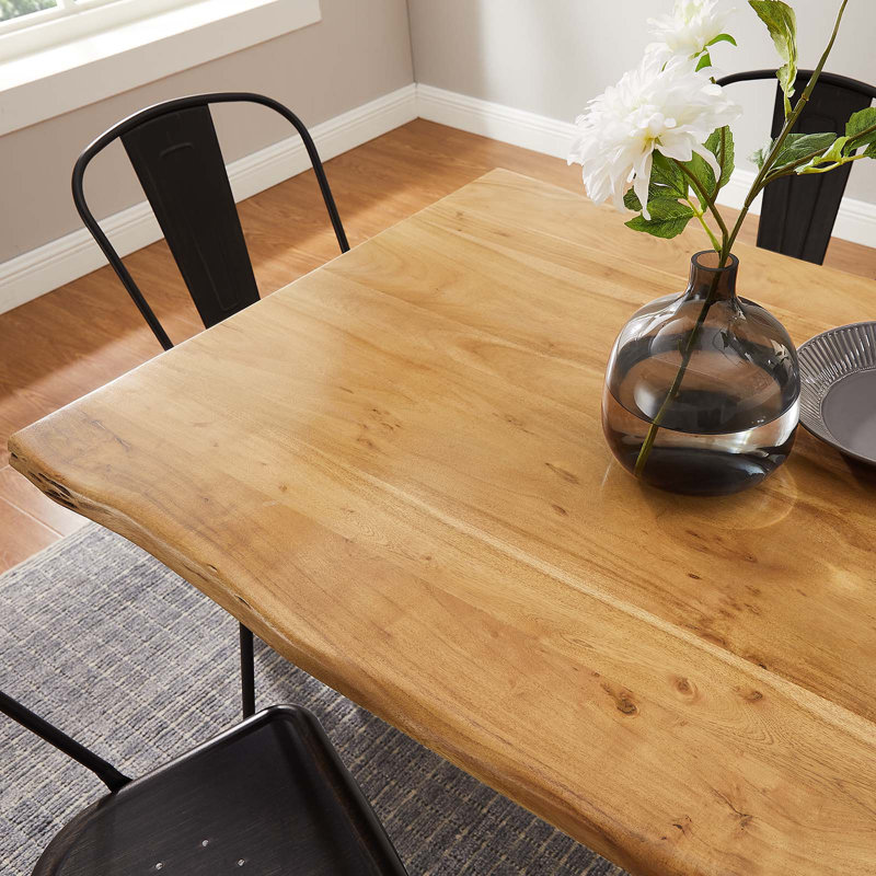 Ardor 60" Live Edge Acacia Wood Dining Table with Black Metal Legs