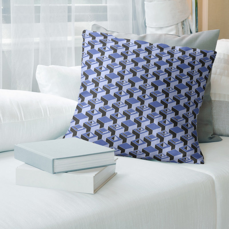 Housse de coussin Skyscrapers, 20 po X 20 po, Bleu, Croisé en coton