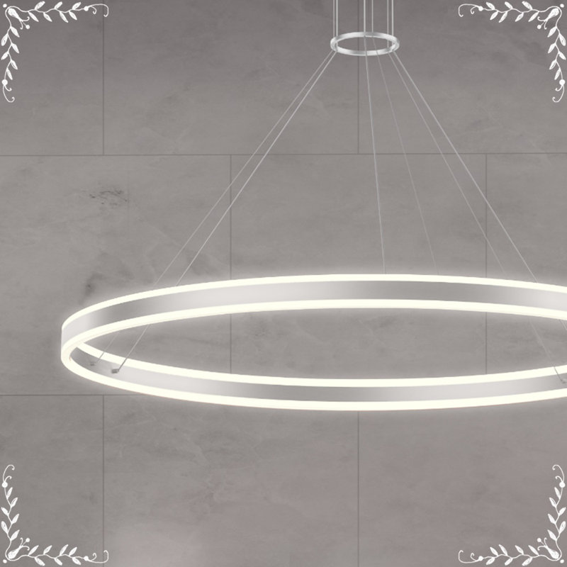 Double Corona Bright Satin Aluminum LED Pendant Light