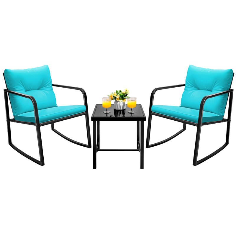 Hartranft 2 - Person Patio Dining Set with , Cushions Included, Light Blue