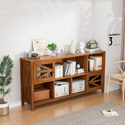 8 Cube Storage Organizer Bookshelf With 2 Doors