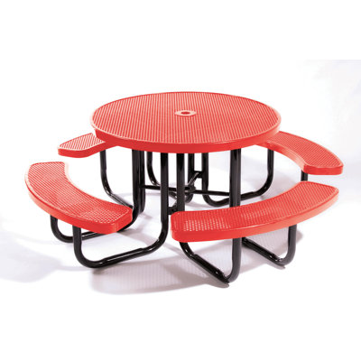 COATEDOUTDOORFURNITURE 46In Round Picnic Table, Punched, Red