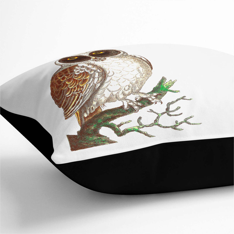 Masked Owl by George Shaw Cushion with Filling, 40cm H x 40cm W x 15cm D, Black