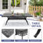 Ensemble de salle à manger 7 pièces en fonte d'aluminium pour patio, table rectangulaire de L 82,68 po avec trou pour parasol et 6 chaises pivotantes avec coussins bruns-712923087
