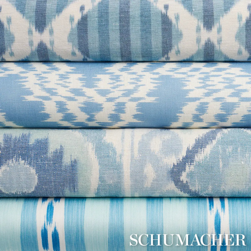 Bukhara Ikat Fabric, Sky And Aqua
