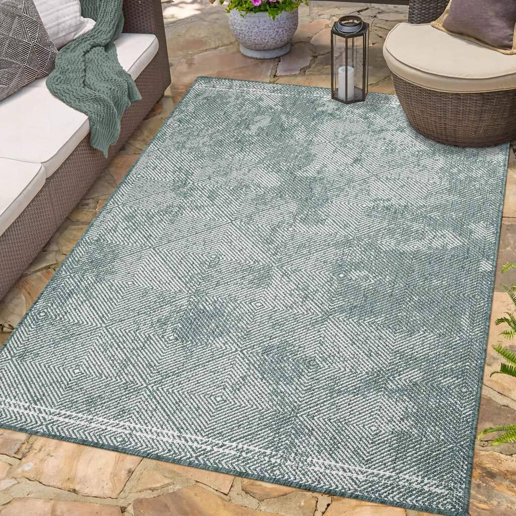 In- & Outdoor-Teppich Beige – Wendeteppich – 120x170 cm – Rauten-Muster – Wetterbeständig