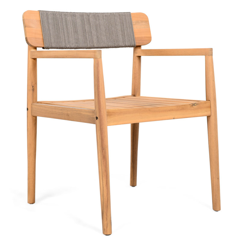 4 chaises d'extérieur en bois tressé gris aspect corde tressé pour toutes saisons