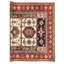Tapis unique en laine ivoire / rouge 9 pi x 11 pi 11 po Tribal One-of-a-Kind Tribal