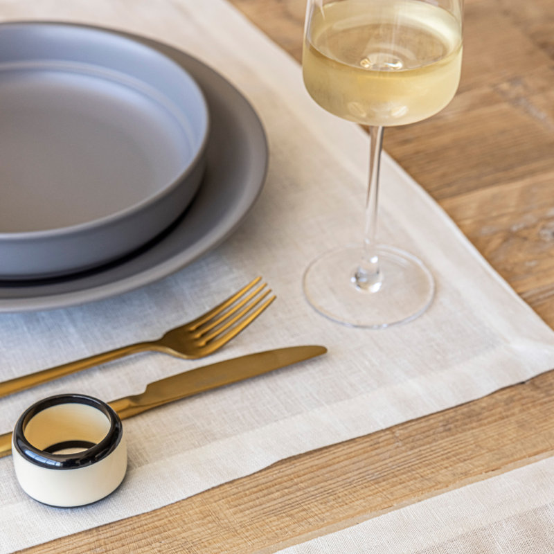 Over&Back 100% Linen Woven Placemats, Set of 4, Ivory