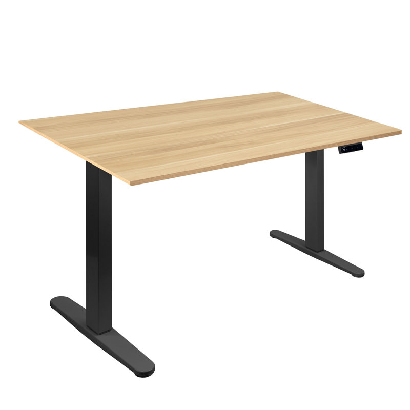Bureau assis-debout électrique avec plateau Mount-it, érable noir, Maple