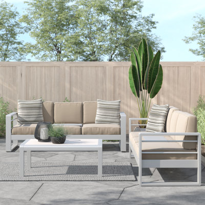 Caggiano 3 Piece Sofa Seating Group with Cushions