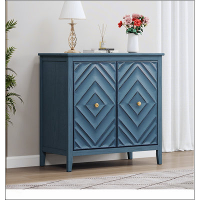 Armoire de rangement géométrique en relief avec portes magnétiques, finition vintage mate et conception sans poignée pour les intérieurs modernes