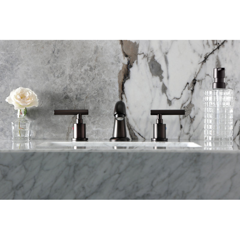 Kingston Brass Manhattan Two-Handle 3-Hole Deck Mount Widespread Bathroom Faucet with Retail Pop-Up Drain, Oil Rubbed Bronze