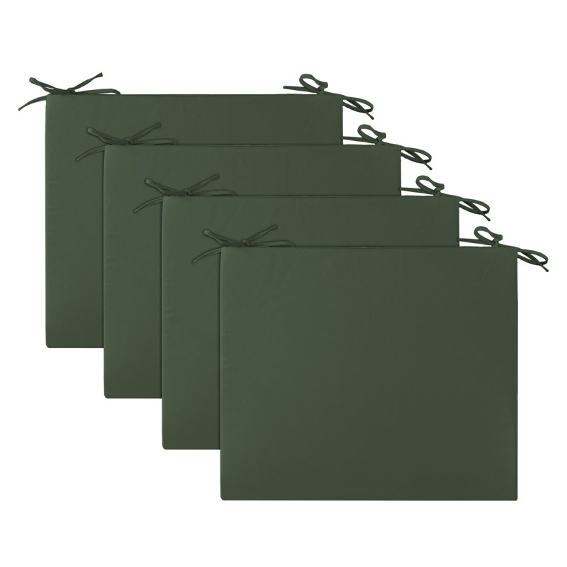 Water-Resistant Green Outdoor Seat Cushions, 3'' Thick, Set of 4, Green