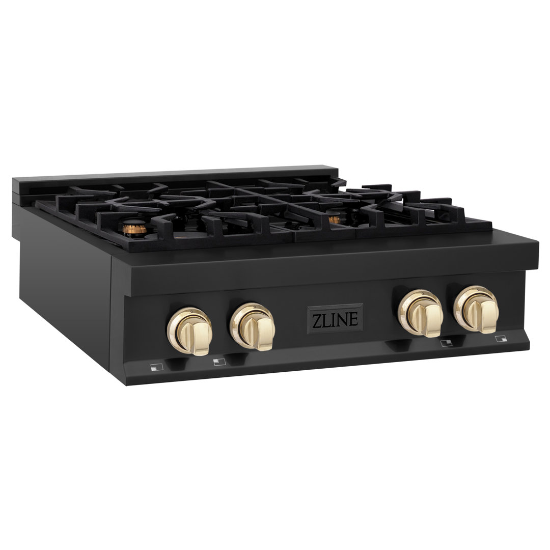 ZLINE Autograph Edition 30 in. Legacy Gas Rangetop with 4 Burners and Porcelain Cooktop in Black Stainless Steel ZLINE Appliance 
