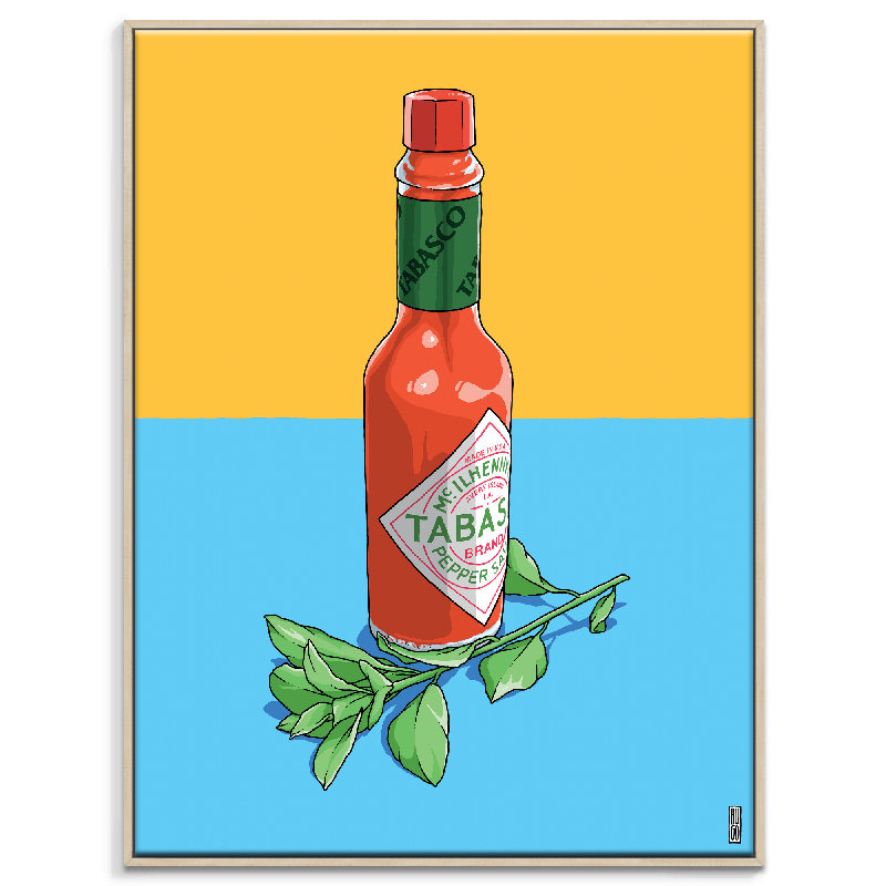 Pepper Sauce by Hugo Mathias - Print, Brown Framed Canvas, 102"H x 76"W x 5"D
