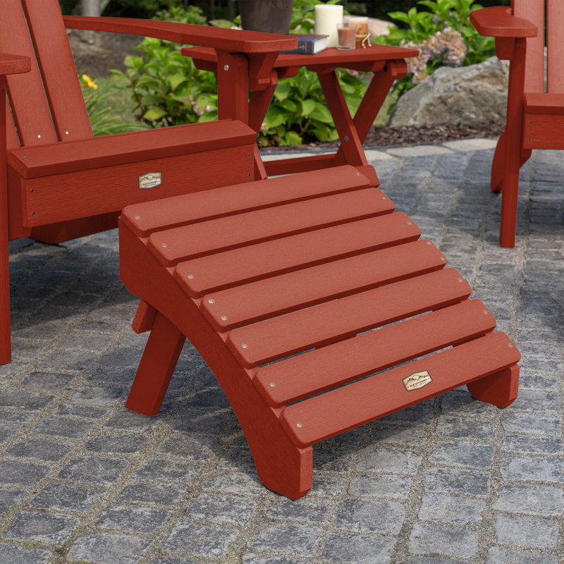 Chaise Adirondack en plastique avec repose-pieds Milaca, Rouge rustique