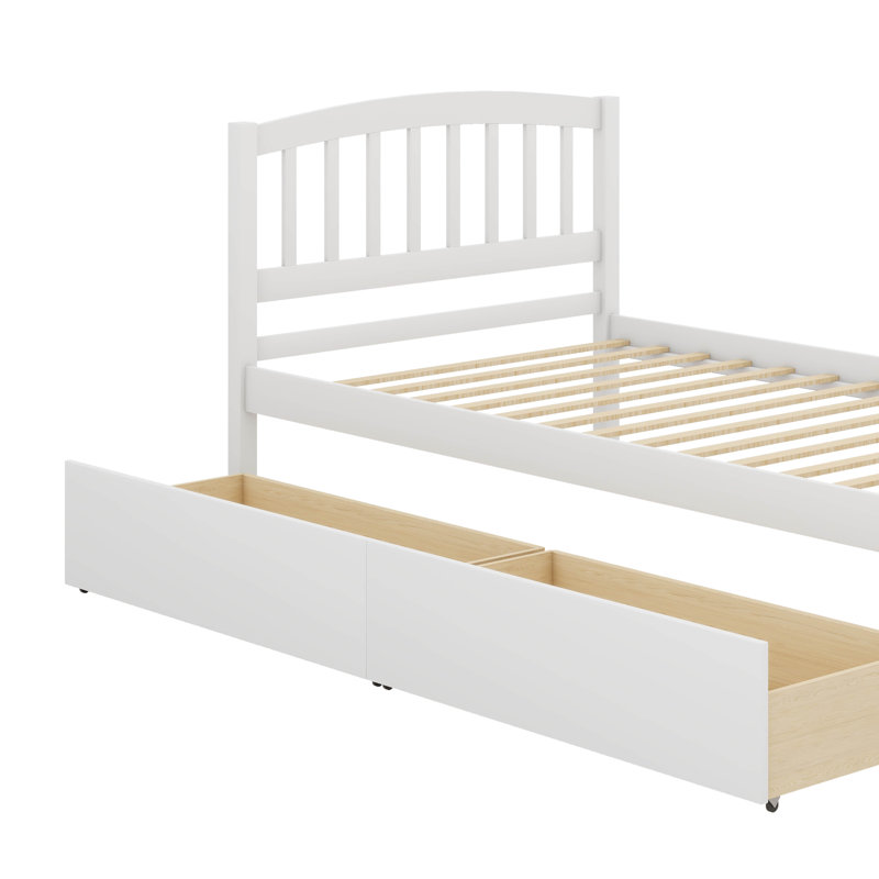 Tête de lit simple à deux tiroirs avec cadre de rangement en bois, Blanc