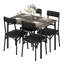 Ensemble de table de salle à manger gris pour 4 tables de cuisine rectangulaires avec 4 chaises rembourrées Ensemble de table de salle à manger 5 pièces pour appartement, studio, petit espace, robuste et peu encombrant-1828539105