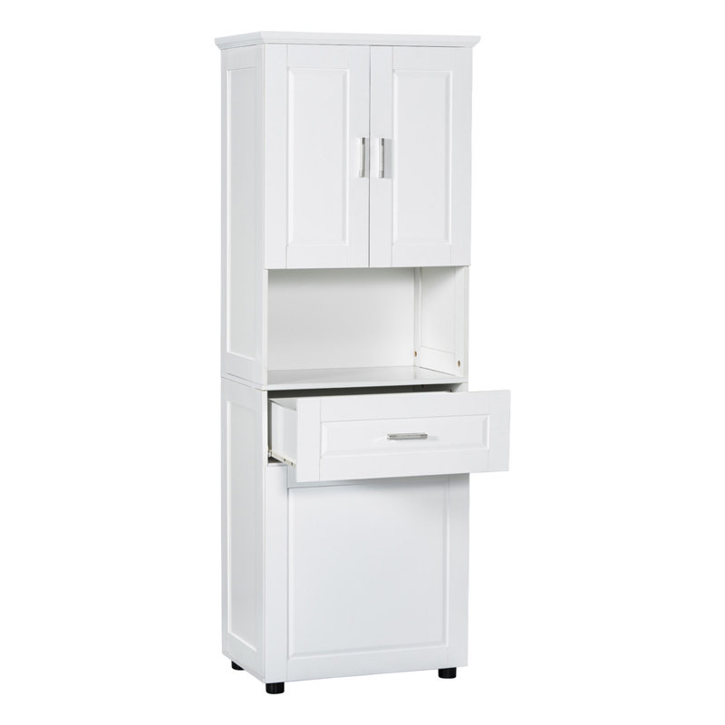 Armoire de rangement haute avec panier à linge, Blanc, H 69,92 po x l 24,72 po x P 16,29 po