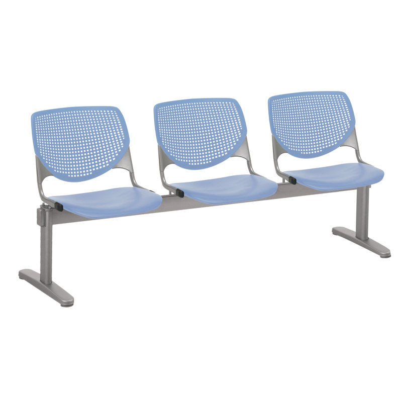 Siège tandem en plastique avec cadre en métal 71 po Kool, Blanc, Bleu Peri