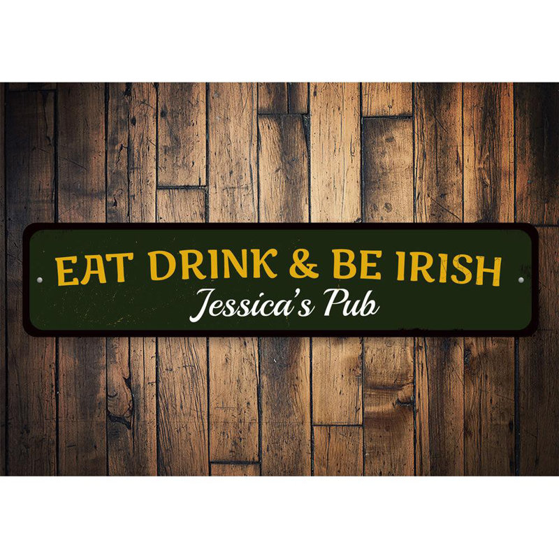 Plaque en aluminium Eat Drink & Be, H 4 po x l 18 po x P 0,04 po