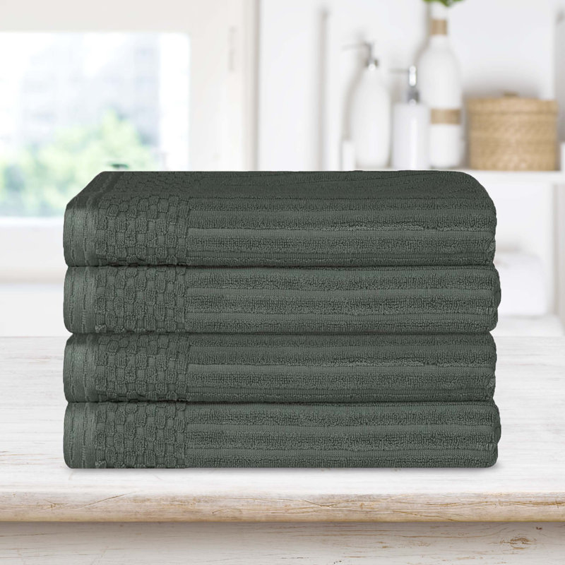 Ribbed Cotton Absorbent Heavyweight Bath Towel, Pine