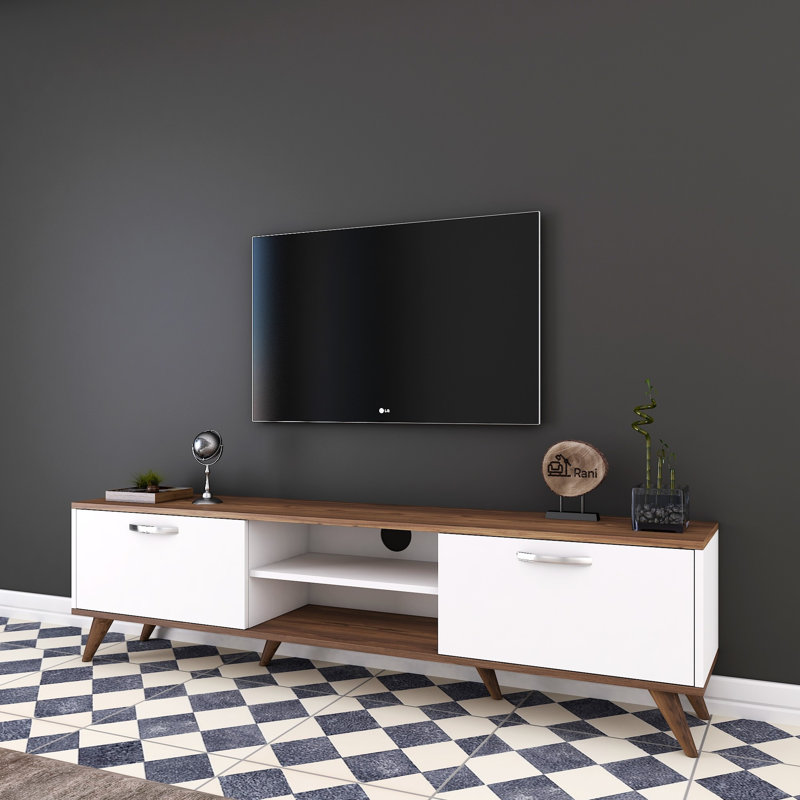 Sian TV Stand for TVs up to 55", White/Walnut