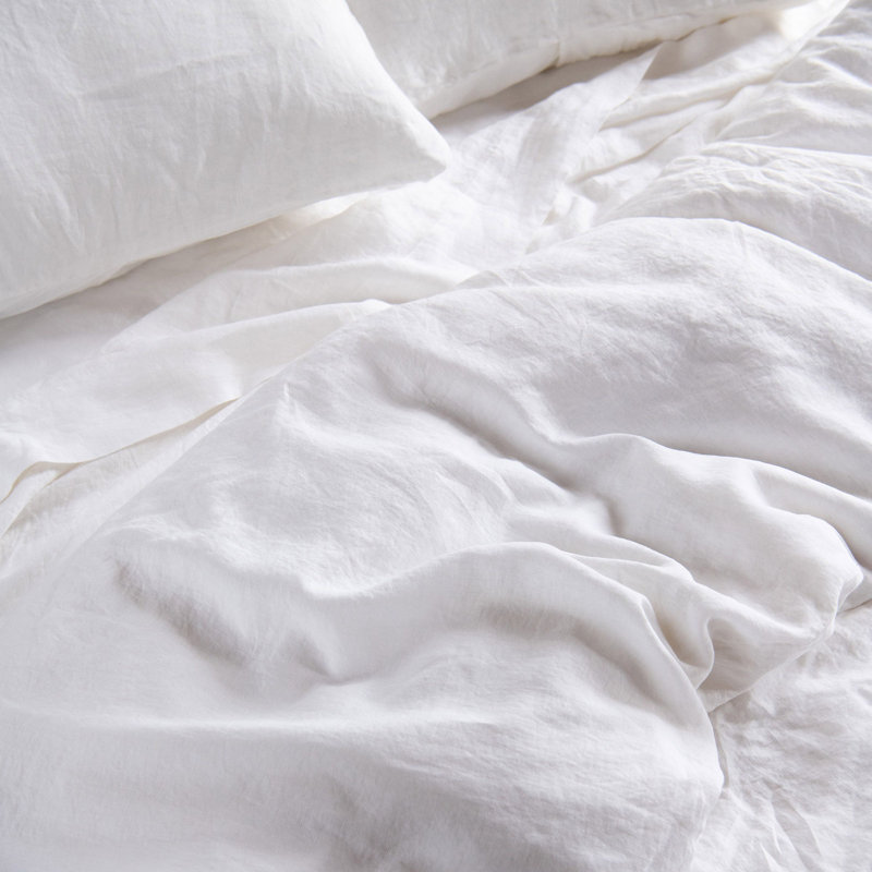100% French Linen Duvet Cover, Queen Duvet Cover, White