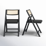 Letta Leather and Cane Folding Chairs