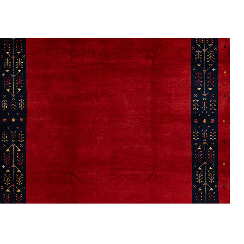 Tapis unique en laine noué à la main de 9 pi 2 po x 11 pi 11 po rouge / bleu