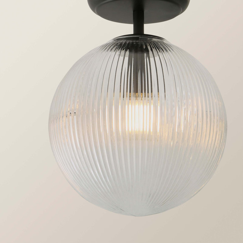 Springlake Glass Semi Flush Mount, Matte Black