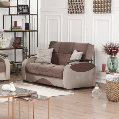 Primenest Yalise Collection Upholstered Convertible Loveseat With Storage