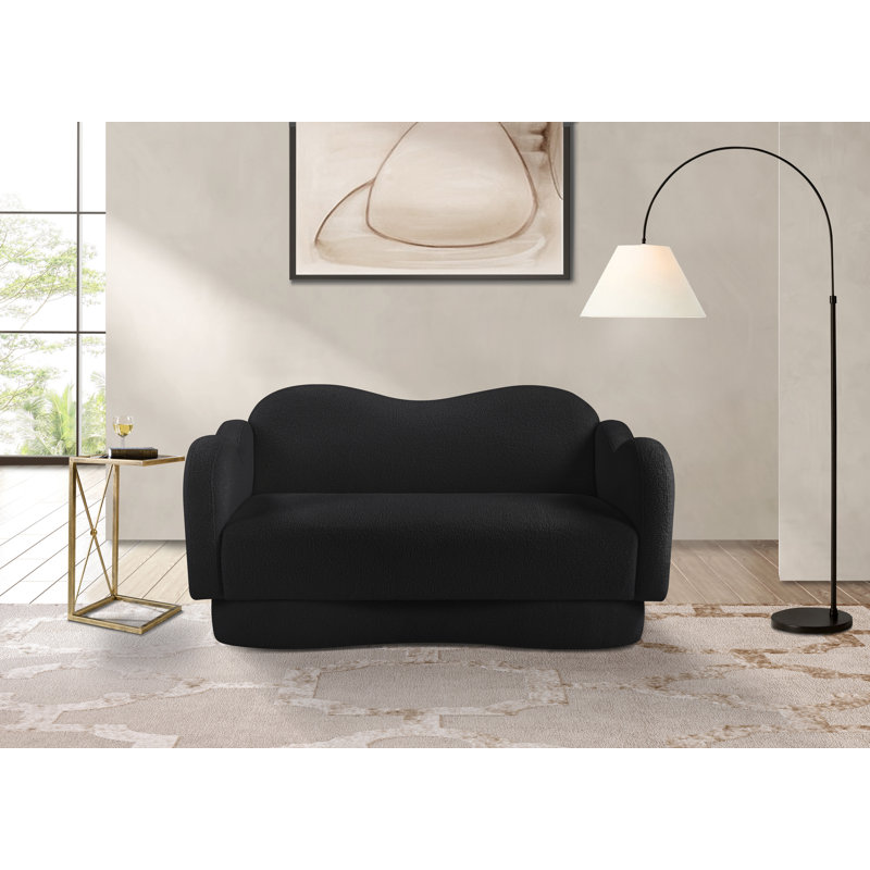Causeuse Redwan, Tissu noir en fausse peau de mouton