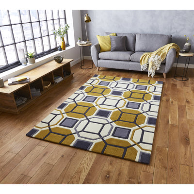 Evianna area rug Hand Tufted Rectangle Ivory/Yellow