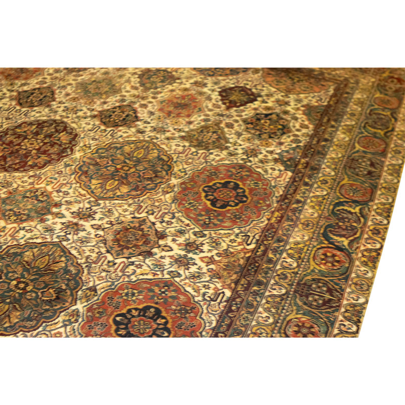High-Quality Hand-Knotted Cream And Blue Area Rug