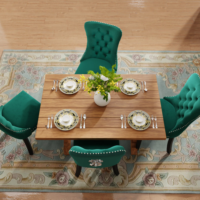 Ensemble de 6 chaises de salle à manger rembourrées en velours, Vert