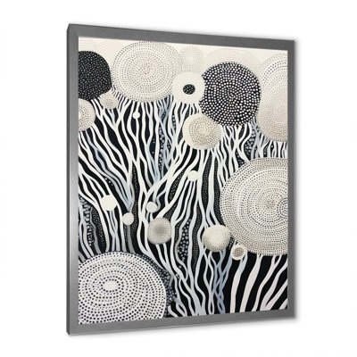 «Black and White Abstract Corals River III», reproduction sur toile