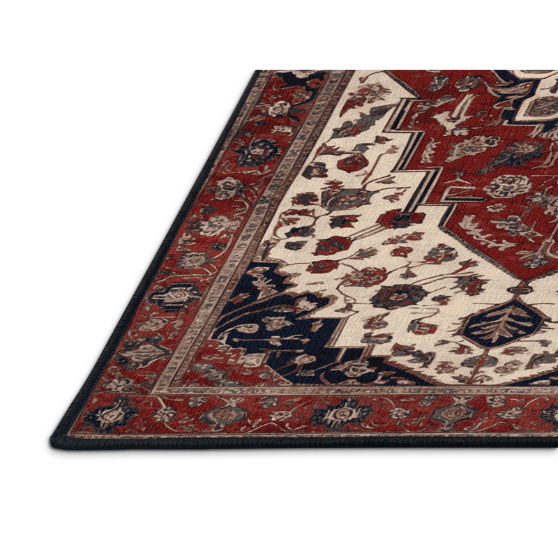Tapis persan noir lavable à la machine, Rectangle 4pi x 6 pi