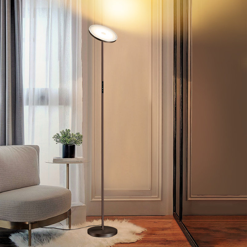 Jernell  LED Dimmable Torchiere Floor Lamp with Remote Control, Bronze