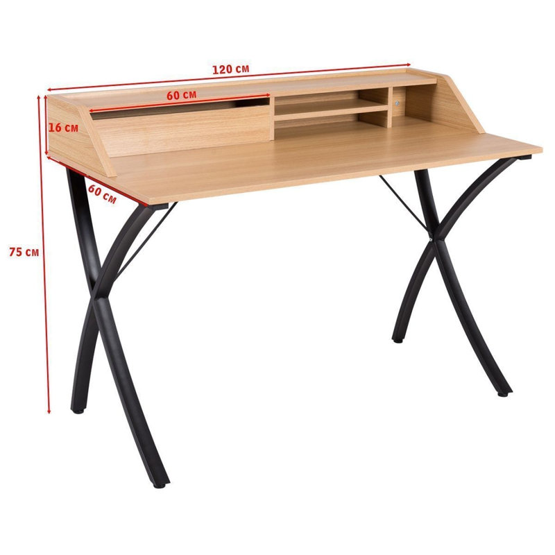 Solid Wood Top Metal Base Writing Desk