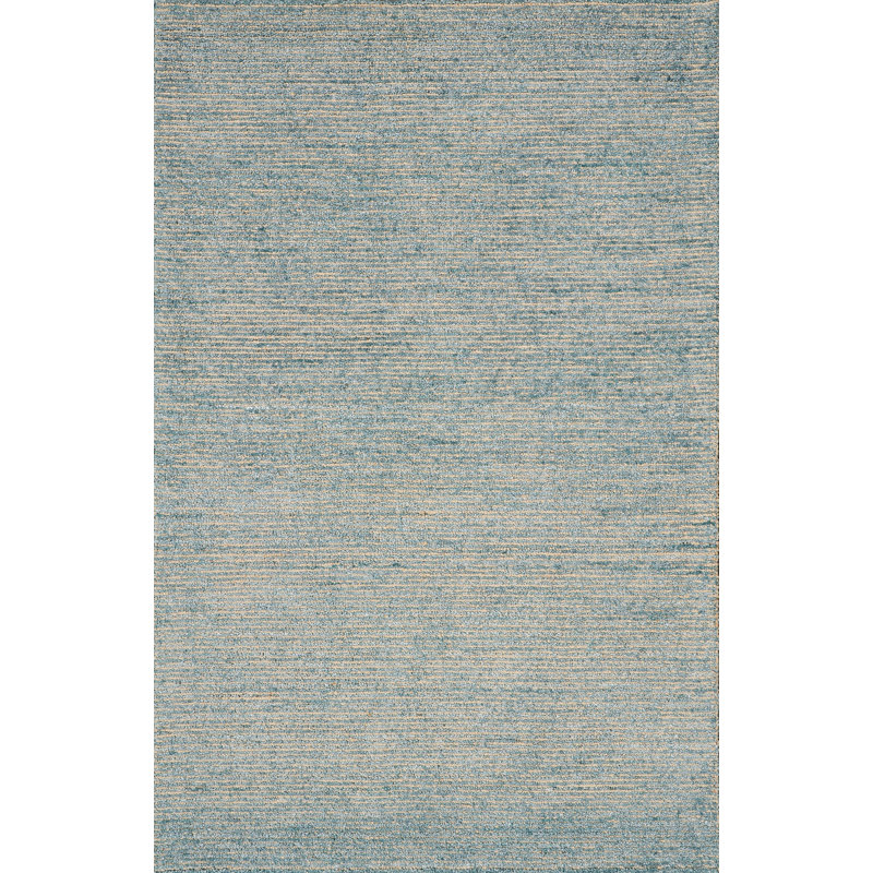 Tapis rayé touffeté à la main en jute / sisal bleu, Rectangle 5 pi 3 po x 7 pi 5 po