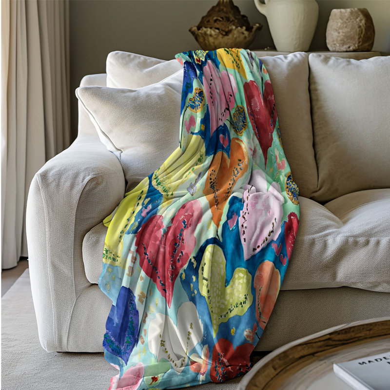 Rainbow Heartbeat Throw Blanket, 50" W x 60" L