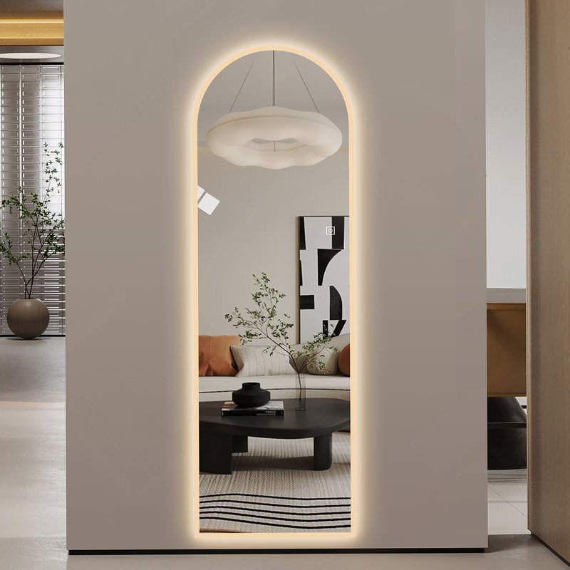 LED Full Length Wall Mirror, Symmetrical Arch Mirror With Dimmable 3 Color Temperature Lighting